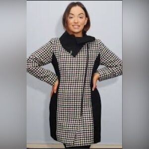 Jack Murphy Chelsea Coat UK 10 Shetland Wool Ladies Day Houndstooth Moon Fabric